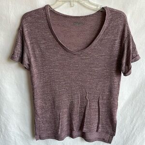Mudd muted V-neck top with rolled sleeves, size S